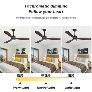 <b>Ceiling</b> <b>Fan</b> Light With Walnut Wood Blades 220V LED Flush Mount For Living Room And Dining Room - Product Image 4