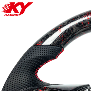 Customized red forged carbon fiber leather sports racing style steering <b>wheel</b> for Honda 9th Civic 2016-2021 Fk8 Fk7 Type R Si - Product Image 2