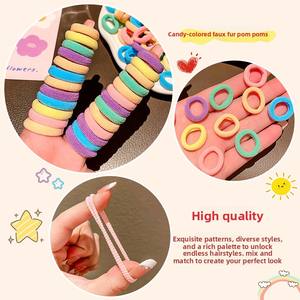 100 قطعة/كيس من ربطات الشعر المرنة للأطفال بألوان حلوى كرتونية جذابة، ربطات مطاطية لطيفة للفتيات، أربطة شعر للأطفال - Product Image 6