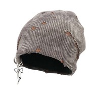 Bonnet en tricot vieilli Finch Garment – Bonnets de luxe en jacquard color-block vintage pour adulte unisexe, collection automne-hiver