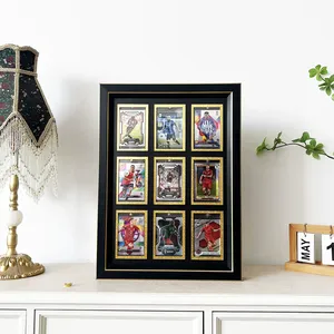 Elegant <b>Black</b> Wood <b>Photo</b> <b>Frame</b> Rectangle Vertical Tabletop Display Four Sports Cards Digital Printing Full Color Durable - Product Image 3