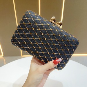 Cross-border New Fashion European Retro Style Full Lattice Polyester Women's <b>Clutch</b> Handbag Chain Strap Bag Tanjing - Product Image 1