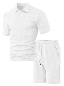 Ensemble <span class=keywords><strong>Homme</strong></span> Premium Joychuang <span class=keywords><strong>en</strong></span> Jacquard Fin – T-shirt et Short Respirants pour l'Été – Tenue Légère et Décontractée pour <span class=keywords><strong>Homme</strong></span> - Product Image 2