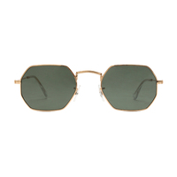 Lunettes de soleil unisexes UV400 hexagonales en acier inoxydable légères à monture complète, style classique et tendance