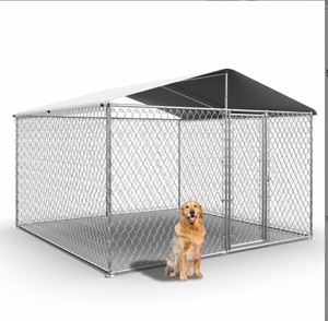 คอกสุนัขขนาดใหญ่กลางแจ้ง, คอกสุนัขแบบเปิดโล่ง, คอกสุนัขแบบตาข่ายพร้อมหลังคาป้องกันน้ำและรังสียูวีสำหรับสวนหลังบ้านหรือฟาร์ม - Product Image 4