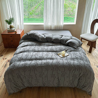 Juego de Cama de Poliéster Suave Color Blanco Crema Estilo Francés con Lazos y Encaje, Nuevo Juego de Sábanas y Funda Nórdica