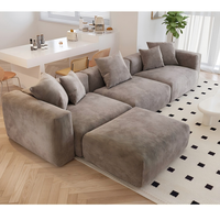 Canapé d'angle trois places de luxe moderne français en tissu chenille avec coussins écologiques et durables, petite taille, vente en gros