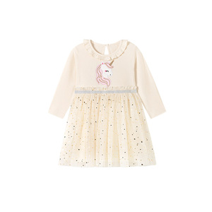 Robe de princesse à manches longues pour petites filles, imprimé dessin animé, automne, style chic européen-américain, jupe en tulle pour bébé - Product Image 1