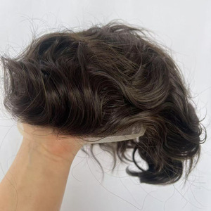 Parrucchino in Capelli Indiani Remy di Alta Qualità per <span class=keywords><strong>Uomo</strong></span>, Base <span class=keywords><strong>Invisibile</strong></span> in Pizzo e PU, Spedizione Rapida in 3 Giorni, Prezzo di Fabbrica - Product Image 4