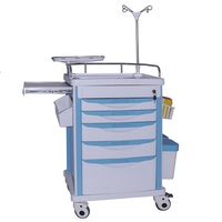 MT MEDICAL Chariot médical hospitalier chinois en plastique ABS à 5 tiroirs, verrouillage centralisé, 4 roulettes, cadre supérieur en tiroir, colonnes en alliage d'aluminium, acier inoxydable