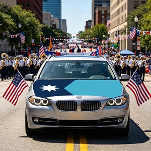 Drapeau de capot de voiture élastique très populaire, drapeau de l'État du Minnesota (USA), nouveau drapeau personnalisé de l'État du North Star, couverture de capot moteur extérieure - Product Image 3