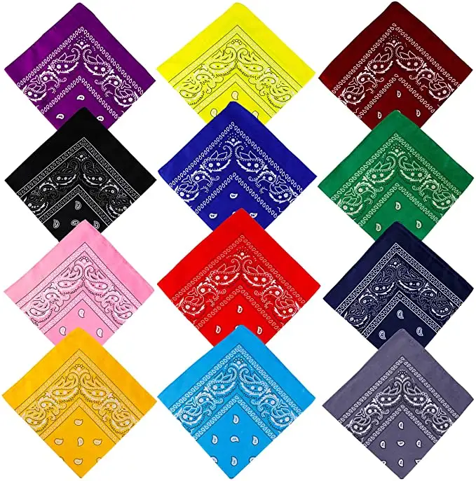 12 pezzi Cowboy Unisex stampa testa avvolgere sciarpa polsino Paisley Logo personalizzato bandane di cotone