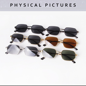 Gafas de <span class=keywords><strong>Sol</strong></span> STORY STY9659A Clásicas Retro Poligonales con Protección UV400, Unisex, Lentes Marrones Vintage, Montura Metálica Negra y Dorada - Product Image 5