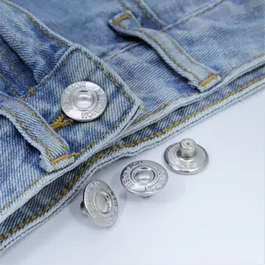 Tack Button Logo Hochwertiges Metall für Jeans hersteller Custom Denim Messing beschichtung schaft Rund Nickel frei