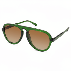 Green Pilot <b>Sunglasses</b> Full Rim <b>Gradient</b> Brown Lenses Unisex Outdoor UV Protection Adult Style - Product Image 1