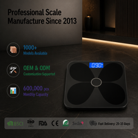 Báscula Digital de Baño de Alta Precisión de 180 kg, Báscula Inteligente de Grasa Corporal con Bluetooth, Báscula Electrónica con Pantalla LCD Retroiluminada de Vidrio Templado