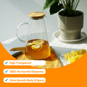 1600ml cao Borosilicate kính bình nước ấm đun nước nắp tre với xử lý chịu nhiệt Thân thiện với môi kinh doanh OEM ODM - Product Image 4