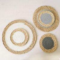 Napperon tissé en rotin, tapis de Table à manger, matelas de jacinthe à eau, assiettes de chargement tissées pour décor