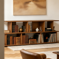 Bibliothèque ouverte multi-niveaux en noyer noir américain, design cube, écologique et durable, pour bureau à domicile, chambre, style Wabi Sabi, vie moderne