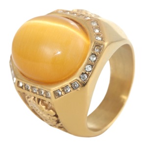Yunnique – bague ovale en or pour hommes, avec pierre ovale, sertie de pavé, motif animal Dragon, style géométrique, bijoux à la mode, cadeau - Product Image 5