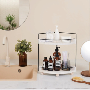 Étagère <span class=keywords><strong>de</strong></span> rangement multifonctionnelle à 2 niveaux en bois durable et écoresponsable pour coiffeuse ou coin <span class=keywords><strong>de</strong></span> <span class=keywords><strong>salle</strong></span> <span class=keywords><strong>de</strong></span> <span class=keywords><strong>bain</strong></span>, support <span class=keywords><strong>de</strong></span> comptoir non pliable - Product Image 3