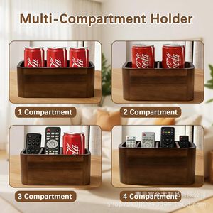 Wooden Storage Tray Rectangle 3 Compartments For Remote <b>Control</b> Cosmetic Kitchen Tableware Organizing Household Use - Product Image 5