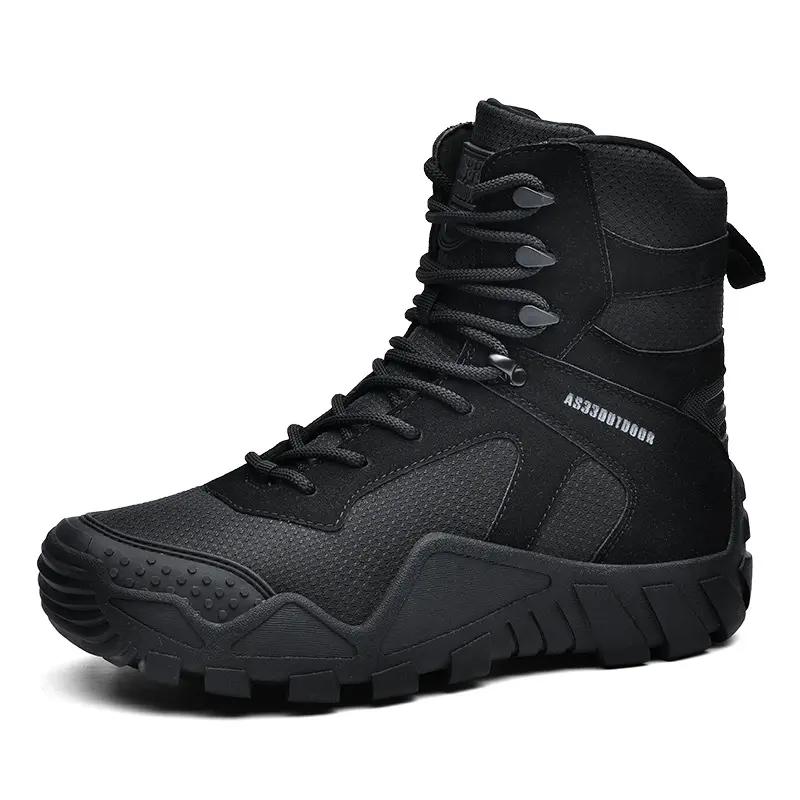 Botas de senderismo impermeables Zapatos de exterior Botines negros y marrones Botas de senderismo con cordones para hombres
