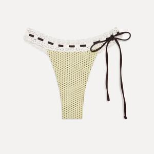 Logo personnalisé motif à pois blanc volants Bikini <span class=keywords><strong>jaune</strong></span> <span class=keywords><strong>string</strong></span> sexy <span class=keywords><strong>maillot</strong></span> <span class=keywords><strong>de</strong></span> <span class=keywords><strong>bain</strong></span> 2 pièces pour femmes - Product Image 5