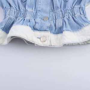 Ensemble deux pièces pour femme, veste en jean à manches longues, style rétro, col châle, décontracté, personnalisable - Product Image 4