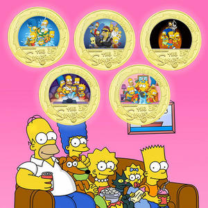 Moneda Conmemorativa de Metal de <span class=keywords><strong>los</strong></span> <span class=keywords><strong>Simpson</strong></span>, Personajes de Dibujos Animados, Chapada en Oro de 24k - Product Image 1