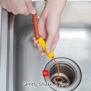 Spring Household Cleaning Tool Slim Drain Spinner with Portable Rotating Handle Hair <b>Clog</b> Remover for Bathroom Cleaning - Product Image 3