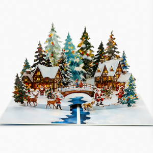 <b>New</b> Christmas Snow Mountain Landscape 3D Pop-up Greeting <b>Card</b> 3D Snow <b>House</b> Desktop Decoration Ornament For Christmas - Product Image 3