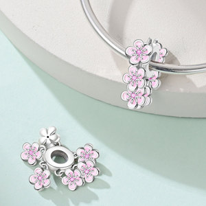 Cuentas espaciadoras con clip de flor de cerezo de primavera, <span class=keywords><strong>rosa</strong></span> pálido, con esmalte floral multicapa, para visualización de Sakura, con logotipo personalizado, en lotes pequeños - Product Image 5