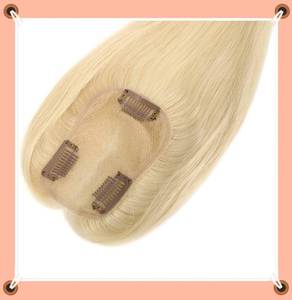 Topper per <span class=keywords><strong>capelli</strong></span> Remy invisibili da <span class=keywords><strong>donna</strong></span>, grado 1, in seta naturale brasiliana intrecciata a mano, base in seta da 28 mm, per perdita di volume lieve, con frangia. - Product Image 5