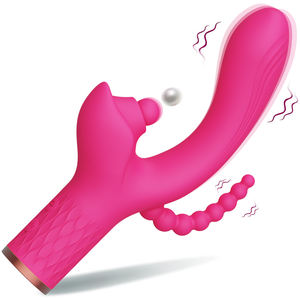 Vibration de lapin vibrant à perles rondes avec fonction de stimulation 3 en 1 Vibrateur sexuel pour <span class=keywords><strong>femme</strong></span> - Product Image 1