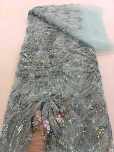 Tessuto in Pizzo di Lusso Elegante per Abiti da Sposa <span class=keywords><strong>con</strong></span> Ricami, <span class=keywords><strong>Perline</strong></span> e Paillettes, Design Floreale 3D per Abiti da Sera - Product Image 5