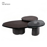 Table à thé combinée trois pièces en résine, forme organique Wabi Sabi, haut de gamme, pour hall de club, OEM ODM, vente en gros Jiangyue J749
