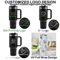 Taza de Viaje de Acero Inoxidable de Doble Pared con Logotipo Personalizado H2.0 de 40 oz y 30 oz, Vaso Térmico de 40 oz con Asa y Pajita