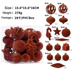 Nouvelle Arrivée Design Luxe Lot de 28 Boules de Noël en Velours Floqué Écologique 2,75 Pouces en PS pour Décoration - Product Image 2