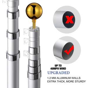 DB 25 pies. Asta de bandera telescópica de aluminio con material satinado y poliéster de bola de bandera de EE. UU. impreso digitalmente - Product Image 2