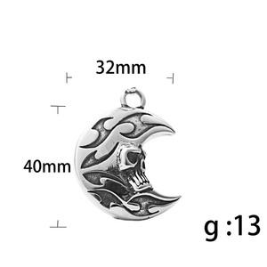 Pendentif lune en acier inoxydable, collier unisexe, style rétro punk, design géométrique 190204 - Product Image 5