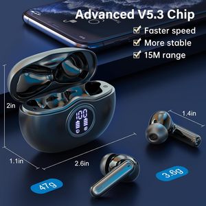 Auriculares Intrauditivos TWS de Alta Calidad y Baja Latencia con Pantalla Digital, Resistentes al Agua IPX4 5.3, Sonido de Alta Fidelidad para Juegos y Deportes - Product Image 2