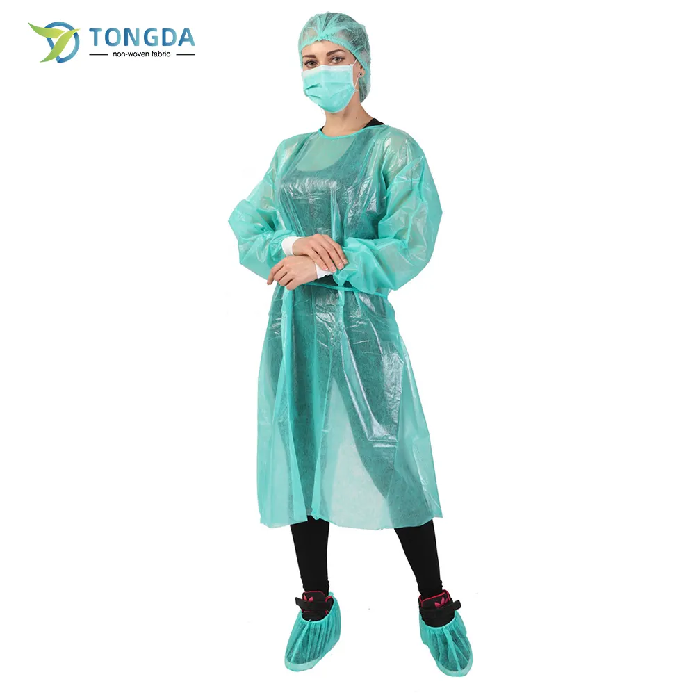 Free Sample Disposable Protection Clothing White PP+PE Isolation Gowns Garment