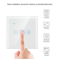 Interrupteur mural tactile intelligent, personnalisé, wi-fi, 240V, contrôle à distance avec application vocale, 1/2/3/4 Gangs, pour maison connectée en option