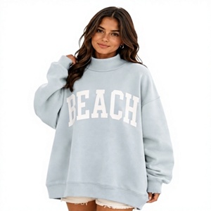 Sweat-shirt à col montant pour femme, style ample, à porter toute l'année, épaules tombantes, design personnalisé, tissu de haute qualité, pull tricoté - Product Image 1