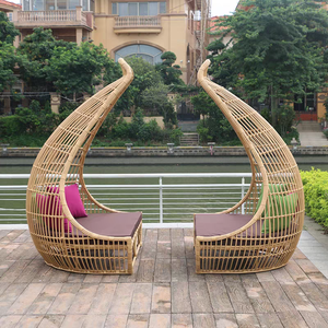 سرير أريكة خارجي متين من الراتان البلاستيكي والألومنيوم، سرير نهاري من الخوص البلاستيكي للاستخدام في الفناء والحديقة وجانب حمام السباحة والفنادق والشاطئ والفناء وغرفة الطعام والحدائق العامة - Product Image 6