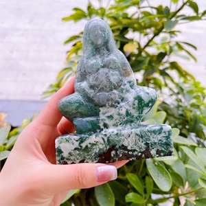 Precio de fábrica Piedra natural Mujer Cuerpo Cristales Tallado Artesanía Diosa Estatua Musgo Ágata <span class=keywords><strong>Madre</strong></span> DE LA Tierra - Product Image 6