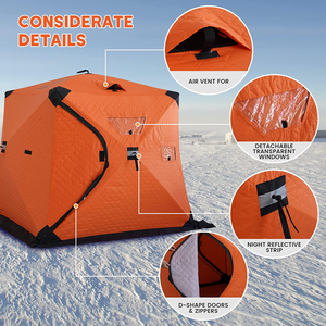 US CA livraison gratuite livraison directe approvisionnement d'usine <span class=keywords><strong>tente</strong></span> hexagonale <span class=keywords><strong>de</strong></span> pêche sur glace d'hiver 2 3 4 personnes pêche sur glace sauna <span class=keywords><strong>tente</strong></span> esquimau - Product Image 5