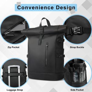 Free sample Unisex Roll Top <b>Backpacks</b>, Factory-Made, Premium Teens College Daypack Rucksack, Urban <b>Business</b> Office - Product Image 2