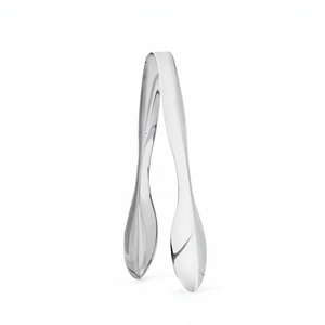 Pinces à glace en acier inoxydable, ensemble de 2 outils de préhension en métal argenté pour barbecue et cuisine - Product Image 1